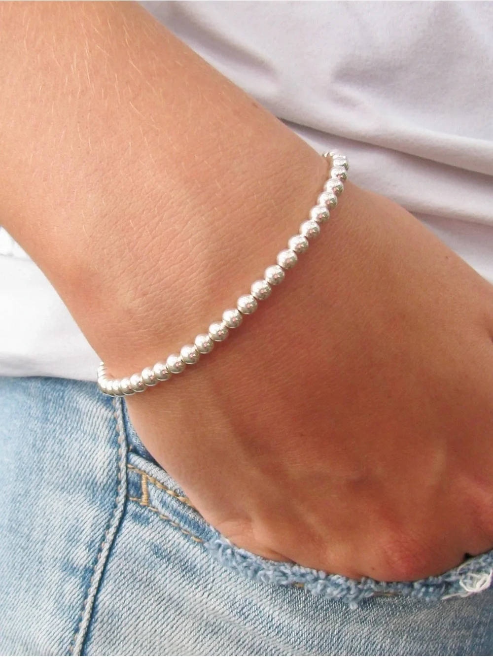 Genuine High Shine 925 Sterling |3MM Bead Ball Chain Bracelet |7, 7.5 & 8” Avail